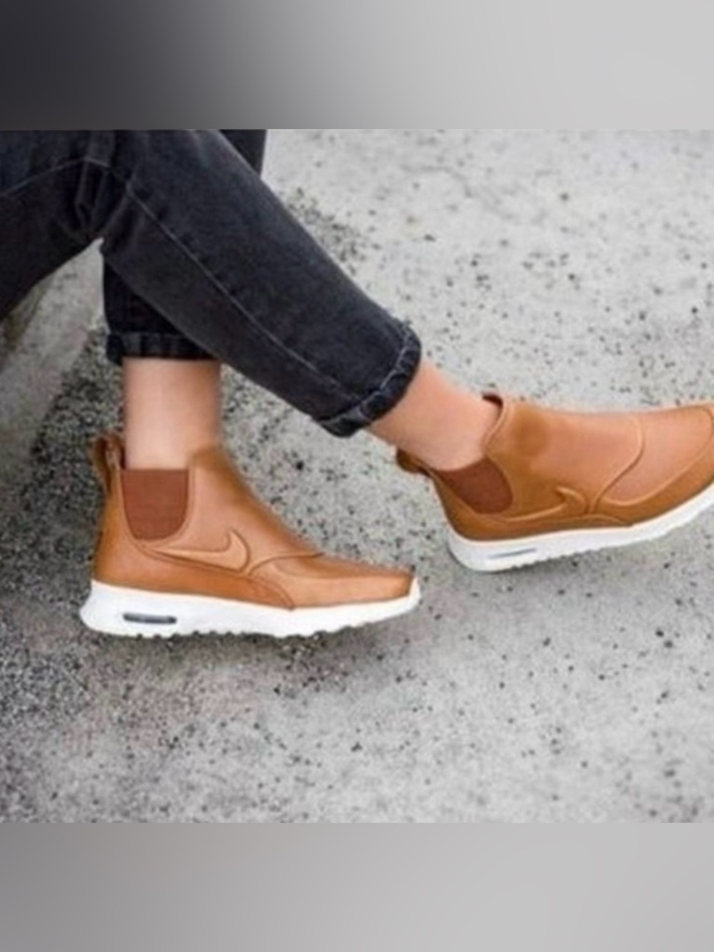 Nike Air Max Thea Mid Ale Brown Leather Boots 6.5 Gorpcore Quiet Luxury